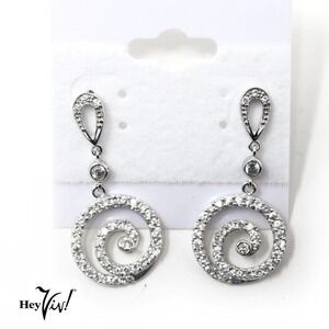 Vintage 80s Dangle Spiral Pierced Rhinestone Earrings New/Old Stock - Hey Viv